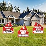 3-teiliges Kombi-Schilder-Set, rot, Hof-Verkaufsschilder mit Pfeil, doppelseitig, für Immobilien, Grundstücksverkauf, Schilder mit H-Drahtpfähle für Kombi-Verkauf, 33 x 33,4