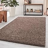 Teppich Hochflor Teppich Dream Shaggy Teppich einfarbig Wohnzimmer Teppich, Farbe:Mocca, Maße:160 cm x 230