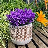 Beton Übertopf Geometrischer Blumentopf Retro Orange Frostfest Garten Deko Kräuter Küche Sukkulenten Kaktus Fensterbank Topf (Ø 15cm, Orange)