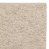 URBANARA Teppich “Ravi“ - Schurwolle/Viskose/Baumwolle, Wohnzimmer-Teppich in Naturweiß - 140cm x 200cm, handgewebter Wollteppich mit Mellierung und moderner, grober Struk
