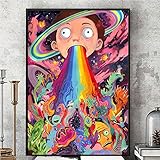Fenghong Pop-Art, Rick und Morty psychedelischen Silk Poster Wandbild Poster Print Seidentuch Dekor Wohnzimmer Home Office D