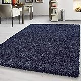 Teppich hochflor Shaggy Teppich modern einfarbig langflor Wohnzimmer teppiche, Maße:80 cm x 250 cm, Farbe:Dunkelb