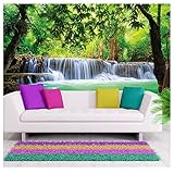 GREAT ART® Fototapete | 210 x 140 cm - 5-teilig | Wasserfall Thailand Wald Landschaft Natur Paradies Asien | Modern Tapete Wandbild Wandposter Dekoration | mit Kleister & Abdeck