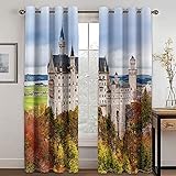 GDYRBY 2 Stücke Gardinen Mit Ösen 160X200cm(HxB) - 3D Druck Wunderschöne Architektonische Landschaft Muster Verdunkelungsvorhang Blickdichte Vorhänge Fensterdekoration Vorhang Für Schlafzimmer W