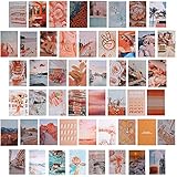 50 Stück Beige Ästhetisches Bild Wand Collage Set,Warme Farbe Collage Druck Kit,Bohemian Wanddekor Bilder, Wandkunstdruck für Wohnheim Zimmer, Fotodisplay im Schlafsaal, VSCO-Poster im S