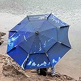 Refue 200cm Blauer Strandsonnenschirm für Strand, Angeln, Balkon, Picknick, Camping, höhenverstellbarer PU-Beschichtung Sonnenschirm mit Tragetasche 220/240/260cm (Size : 240cm/7.8ft)