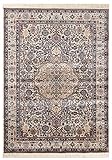 Carpeto Rugs Teppich mit Fransen Orientalisch in Beige - Wohnzimmer Schlafzimmer - Klassisch Orient Muster dicht gewebt - Kurzflor Weiche Viskose - Faser 160 x 230