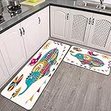 2 STK rutschfest Küchenmatte,Schöne niedliche Elefantenbaby-Geburtskarte Küchenteppich weich und superabsorbierend,Küche Fußmatte Badeteppich Teppich S