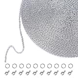 33 Füße Edelstahl DIY Link Kette Halsketten mit 20 Karabiner Verschlüsse und 30 Sprung Ringe für Schmuck Herstellung, 1,5
