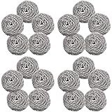 Topfreiniger, 20 Stück Topfreiniger Edelstahl Scheuerspirale Sauber für Hochleistungsreiniger für Töpfe, Pfannen, Grillgeräte und Herd und andere Orte (Silber)