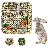 PINVNBY Spielmatte für Kaninchen, Kauspielzeug für kleine Tiere, Seegras, Spielball, Karotte für Hamster, Chinchilla, Meerschweinchen oder andere H