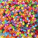 BAKHK 1000 Stück Bunte Perlen Großes Loch Acryl Bastelperlen 20 Farben Klar Pony Beads für Halsketten Armbänder Schmuckherstellung