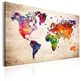 murando - Bilder 120x80 cm Vlies Leinwandbild 1 tlg Kunstdruck modern Wandbilder XXL Wanddekoration Design Wand Bild - Weltkarte Kontinente Welt Karte k-B-0027-b