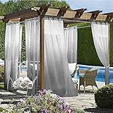 HBNW Outdoor Transparente Gardinen, 2 Stück Sonnenvorhänge Mehltau Beständig Winddicht Wasserdichten, Verdunkelung Vorhänge Für Terrasse Veranda/Deck/pergola Vorhänge Dekoration(137 * 213cm)