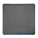 POHOVE Katzenklo Matte,Waben Design Katzenklo Vorleger,Katzenstreu Matte,Katzenmatte Katzenklo,wasserdichte Doppelte Schichte Entwurf,Easy Clean Streukontrolle(Black)