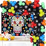 Tag der Toten Dekorationen Ballon Girlande Bogen Kit Sugar Skull Luftballons Foto Hintergrund Dia DE Los Muertos Mexikanisches Festival Halloween Party Supp