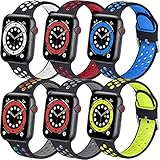 RTYHI 6 Pack Armband Kompatibel mit Apple Watch Armband 44mm 42mm 40mm 38mm,Weiche Atmungsaktive Silikon Armband für Männer Frauen Kompatibel für Apple Watch Serie 6/5/4/3/2/1/SE(42mm 44mm)