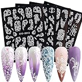 Nail Art Nagelaufkleber in Geprägtem 5D Dreidimensional Weihnachten Schneeflocke Europäisches Muster Rose Nagelfolie Transfer Aufkleber Klebstoff Nagelaufkleber Zubehör DIY Nageldesig