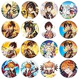 AKlamater 16 Stück Genshin Impact Brosche, Anime Genshin Impact Peripheral Cartoon Runde Metall Pins Button Taschen Badge Brosche Set Kollektion Geschenk für Anime-Fans (Multi-2)