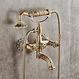 SADASD Im europäischen Stil Badezimmer Waschbecken Wasserhahn Kupfer antik Einfache Dusche Badewanne Armatur Wasserhahn Retro Wand Handheld heiße und Kalte Mischb