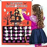 OurWarm Halloweenkalender 2021 Leinen, Halloween-Countdown-Kalender für Kinder, 31 Tage, Heimdekoration, Adventskalender mit Fledermaus, Geister-Boo!