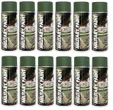 12er Sparpack MILITÄR Army Militärlack Lackspray 400ml Nato freie Farbauswahl (12 Dosen in olive-grün RAL 6003)