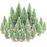 MEJOSER 30 Stück 4 Größen Künstlicher Weihnachtsbaum Miniatur Klein Tisch Christmasbaum Mini Grün Tannenbaum mit Schnee-Effek Mini Weihnachts Baum Dekoration Geschenk Tischdeko, DIY, S