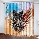 YTSDBB Verdunkelungsvorhang ​Kinderzimmer Wolf schwarz Tier B 160 x H 115 cm Thermovorhang Schlafzimmer Lichtundurchlässig Stoff Lärmschutzvorhang für Junge Mädchen Wohnzimmer Teenag