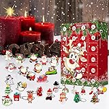 Weihnachten 24 Tage Kalender Blind Box 2021,Zufällige Farbe Schlüsselanhänger Weihnachtsbaum hängen,Weihnachts-Countdown-Kalender 24 Tage,Weihnachtsüberraschungsbox Geschenke Xmas Party F