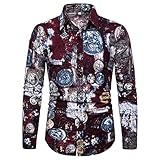 Shirt Herren Casual Mode Unregelmäßiger Druck Slim Fit Herren Langarm Frühling Und Herbst Urban Modern Trend Stretch Herren H