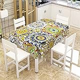 CCBAO Retro Böhmische Rechteckige Tischdecke Antifouling wasserdichte Tischdecke Waschbar Für Quadratischen Tisch Picknick Party Garten Küche Esstisch Wohnzimmer Dekoration 140x180