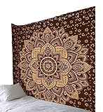 COMVIP Mandala Wandbehang Turquoise Tapestry Tapisserie Wandteppich Wall Hanging Braun # B