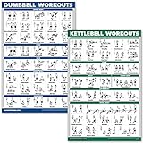 QuickFit Hanteltraining und Kugelhantel-Übungsposter-Set – laminiertes 2 Diagramm-Set – Hantel-Übung Routine & Kugelhantel-Workouts – (45,7 x 68,6 cm)