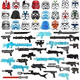 FunMate Waffen Rüstungs Set Mit Helm und Maske, 52 Teilen Baustein Minifiguren Waffe Bausatz Kompatibel mit Lego Star Wars Minifig