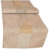 matches21 Tischläufer/Mitteldecke Durchbrochene Ornamente Verzierung Hellbraun Tischwäsche 1 STK 40x140 cm Poly