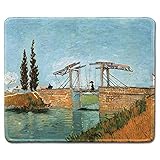 Art Mousepad - Mauspad aus Naturkautschuk mit berühmtem Kunstgemälde der Langlois-Brücke an den Arles von Vincent Van Gogh - g