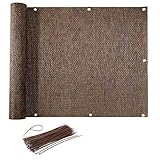 CelinaSun Sichtschutz Balkon 0,9 x 3 m braun Polyrattan Balkonbespannung mit Kabelbinder Balkonumrandung