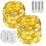 Starker LED Lichterkette mit Fernbedienung 8 Modi IP65 Wasserdicht Lichterketten, 10m Lang, 2er (100 Lichterkette)
