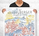 Lieferlokal Stadtposter Heidelberg in limitierter Auflage - 70x100 cm The Heidelberger Poster Unikat - Wandbild mit illustriertem Stadtmotiv - Kunstdruck Poster mit E