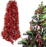 ISDI 5 Stück Weihnachtsgirlande, Lametta mit Weihnachtsdekoration, Weihnachtsdekoration, Weihnachtsdekoration, Weihnachtsbaum, Weihnachtsbaum, Girlanden, Weihnachten (rot)