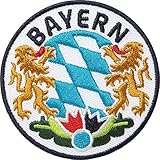 2 x Bayern Abzeichen gestickt 65 mm / Bavaria München bayerisch Land Alpen Berge Outdoor Wandern Heimat Reisen / Aufnäher Aufbügler Flicken Sticker Bügelbild Patch Wappen Emplem zum Aufbüg