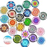 DUOUPA Kühlschrankmagnete 24 Stück Set Magnete Mandala Muster Kühlschrank 3D Bunt aus Glas Magnete für Whiteboards, Magnettafel, Pinnwand, Büro Schränk