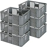 6x Eurobehälter durchbrochen/Stapelkorb, Industriequalität, lebensmittelecht, 600x400x240 mm, g