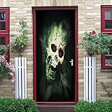 LEIMAS 3D Türaufkleber Wandbild Türposter Halloween Horror Skelett 95x215 cm Für Innentüren Mädchen Kinderzimmer Schlafzimmer Badezimmer Wc Heimdekoration Kunst D