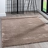 the carpet Grande Moderner Flauschiger Dichter Kurzflor Wohnzimmer Teppich, Supersoft Feeling, Melange Effekt, Eleganter Glanz, Beige, 160 x 230