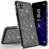 Miagon für Samsung Galaxy A12 Glitzer Hülle,Bling Überzug Glänzend Strass Diamant Weich TPU Silikon Handy Hülle Etui Tasche Schutzhülle Case C