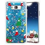 Misstars Weihnachten Handyhülle für Samsung Galaxy J7 2016 / J710, 3D Kreativ Glitzer Flüssig Transparent Weich Silikon TPU Bumper mit Weihnachtsbaum Muster Design Anti-kratzt Schutzhü