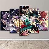 Kunstdrucke 5 Stück Boku No Hero Academia Anime Malerei Wandkunst Hd Print Bild Wohnzimmer Modular Home Decor (Größe B) Mit R