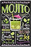 Blechschilder Mojito Cocktail – Alkohol Deko Schild für alle Bar Theke oder Pub Besitzer 20x30