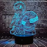 Gaara Form Lampe Japanische Comic Manga Cartoon Anime Sabaku No Gaara 3D Optisches LED Nachtlicht Sensor Touch 7 Farbwechsel Dekor Raumstimmung Tischlampe für Kinderzimmer Fans Urlaub